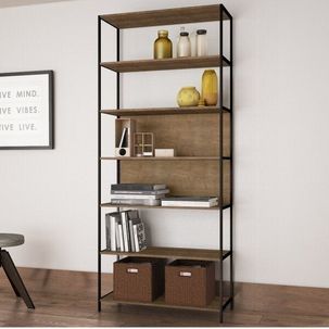 Estante para Livros Multiuso Industrial 7 Prateleiras Steel Quadra Vermont/Preto