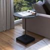 Mesa Lateral Redonda 45cm Industrial Artesano Marquina/Preto