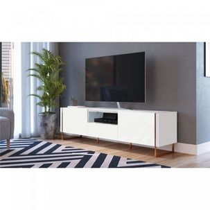 Rack para TV até 60 Polegadas 2 Portas 1 Gaveta Vesta Artesano Thassos/Branco/Cobre
