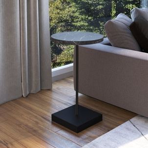 Mesa Lateral Industrial Artesano Marquina/Preto