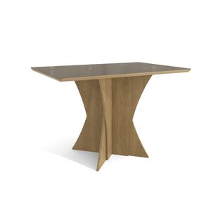 Mesa de Jantar Retangular com Tampo Vidro/MDF 120 cm - Freijó/Bronze