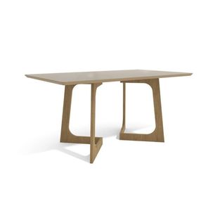 Mesa de Jantar Retangular com Vidro 160 cm Kappesberg Freijo/Bronze