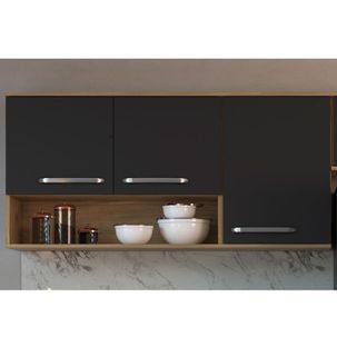Armário Aéreo para Cozinha Bélgica com 3 Portas - Mel/Grafite