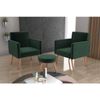 Conjunto 2 Poltronas e 1 Puff Dallas Veludo Maserati Verde