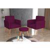 Conjunto 2 Poltronas e 1 Puff Dallas Veludo Turkey Bordô