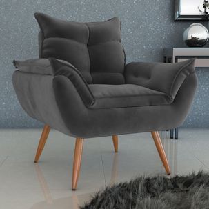 Poltrona Tóquio Veludo Turkey Cinza