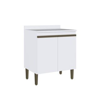 Balcão de Cozinha com Tampo 100% MDF com Puxadores de Alumínio Casablanca GraLar Acetinado