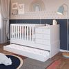 Berço Cama Multifuncional com Cama Auxiliar 3 Gavetas Branco