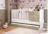 Berço Cama Multifuncional com Cama Auxiliar 3 Gavetas Completa Móveis Branco/Carvalho