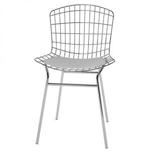 Cadeira em Tubos de Aço Carbono Pozza Móveis Cromado/Branco