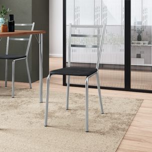 Cadeira com Assento Vinil 85 cm - Cromado/Preto