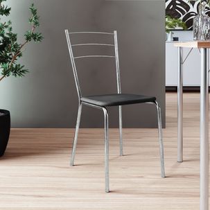 Cadeira c/ Assento Vinil 85 cm - Cromado/Preto
