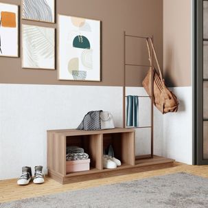 Sapateira em Tubos de Aço Carbono Pintado e Prateleiras em MDP  Móveis Corten/Castanho