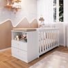 Conjunto para Quarto de Bebê com Cômoda 2 Gavetas e Berço com Colchão Aconchego Branco