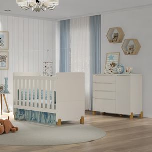 Quarto de Bebê Melody Decor com Berço e Cômoda - Off White