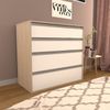Cômoda 4 Gavetas 90cm Noce/Branco