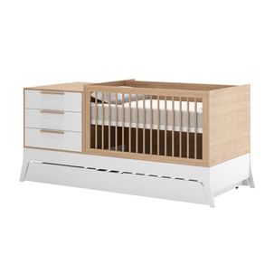 Berço 5 em 1 Grow Tranforma em Móveis Juvenis - Branco/Carvalho
