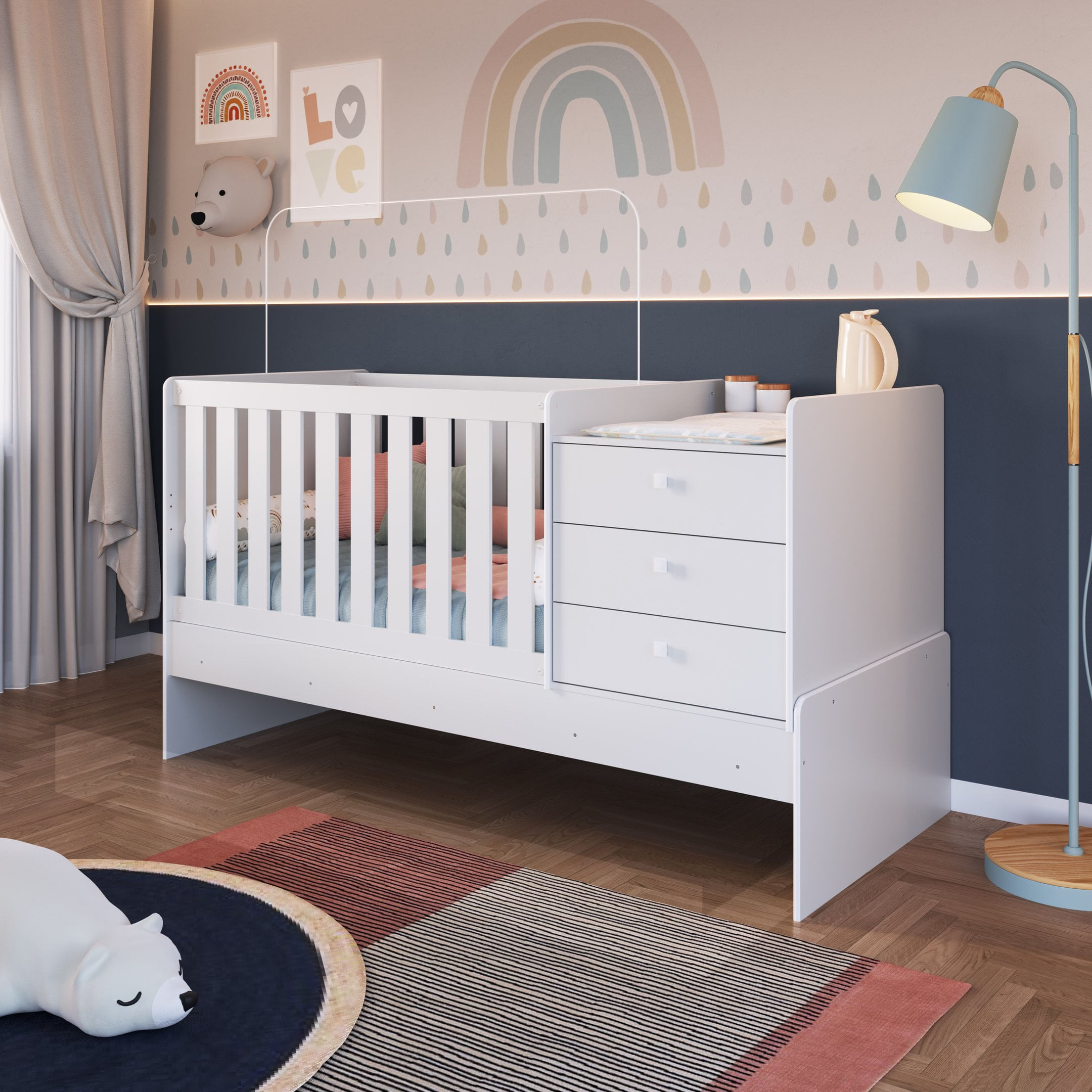 Berço Mini Cama 3 Gavetas Montreal Branco