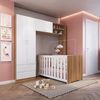 Conjunto para Quarto de Bebê com Guarda-Roupas e Berço com Colchão Nogal Manchester com Branco