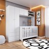 Quarto de Bebê com Guarda-Roupas e Berço 3 em 1 com Colchão Branco