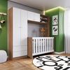 Quarto de Bebê com Guarda-Roupa e Berço 3 em 1 com Colchão Nogal Manchester/Branco