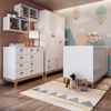 Quarto de Bebê com Berço 3 em 1 Cômoda Guarda Roupas e Nichos Duplos Favo de Mel Branco