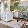 Quarto de Bebê 3 Peças com Berço 3 em 1 Cômoda e Estante com 6 Nichos Favo de Mel Branco