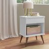 Mesa de Cabeceira Retrô 1 Gaveta e Nicho Melinda Branco Branco