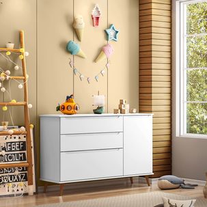 Cômoda Infantil 1 Porta 3 Gavetas Melinda Cinza