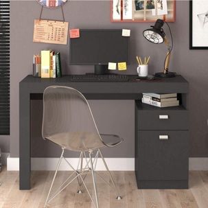 Escrivaninha 1 Porta 1 Gaveta Melissa Permobili Preto Chumbo