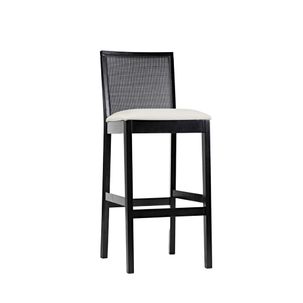 Banqueta Alta Íris com Encosto em Tela e Estofada - Preto/Bege