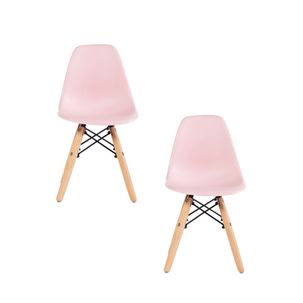 Kit 2 Cadeiras Infantil Eiffel com Pés em Madeira - Rosa