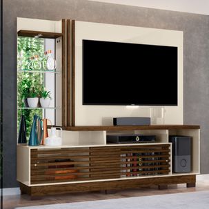 Rack com Painel Frizz Plus p/TV de até 60"e Pés - Off White/Savana