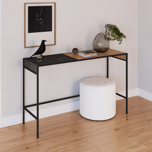 Aparador Industrial Retrô Madeira/Aço 120cm York Vermont/Preto