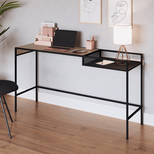 Aparador Industrial Retrô Madeira/Aço 140cm York Hanover/Preto