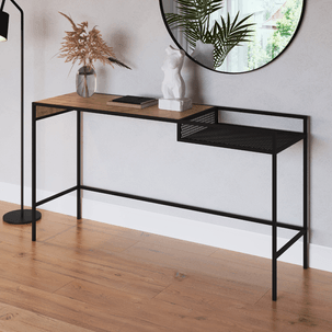 Aparador Industrial Retrô Madeira/Aço 140cm York Vermont/Preto