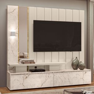 Rack com Painel Zeus para TV de até 65" - Branco/Off White