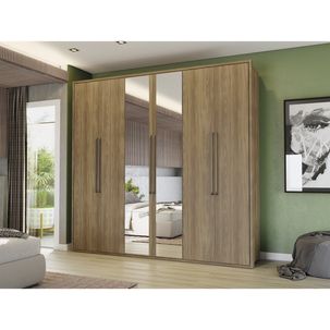 Guarda Roupa 6 Portas e 4 Gavetas e Espelhos Kappesberg Nogueira