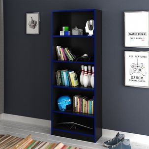 Estante Multiuso 59,8x160cm com 4 Prateleiras Preto/Azul