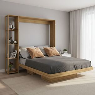 Cama Articulada de Casal com 4 Prateleiras e 2 Nichos CM8014 Amendoa
