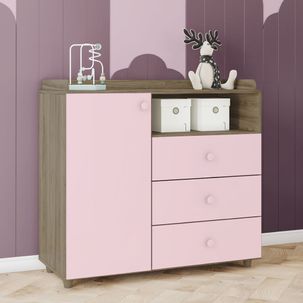 Cômoda Infantil Cabaninha - Rústico/Rosa