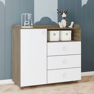 Cômoda Infantil Cabaninha - Rústico/Branco