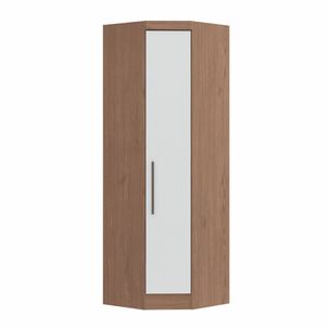 Armário Guarda Roupa de Canto Oblíquo 1 Porta Infinity Móveis Castro Macadâmia/Branco Line
