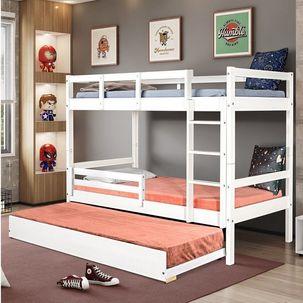 Treliche Soft Teen com Grade de Proteção Madeira Maciça Casatema Branco