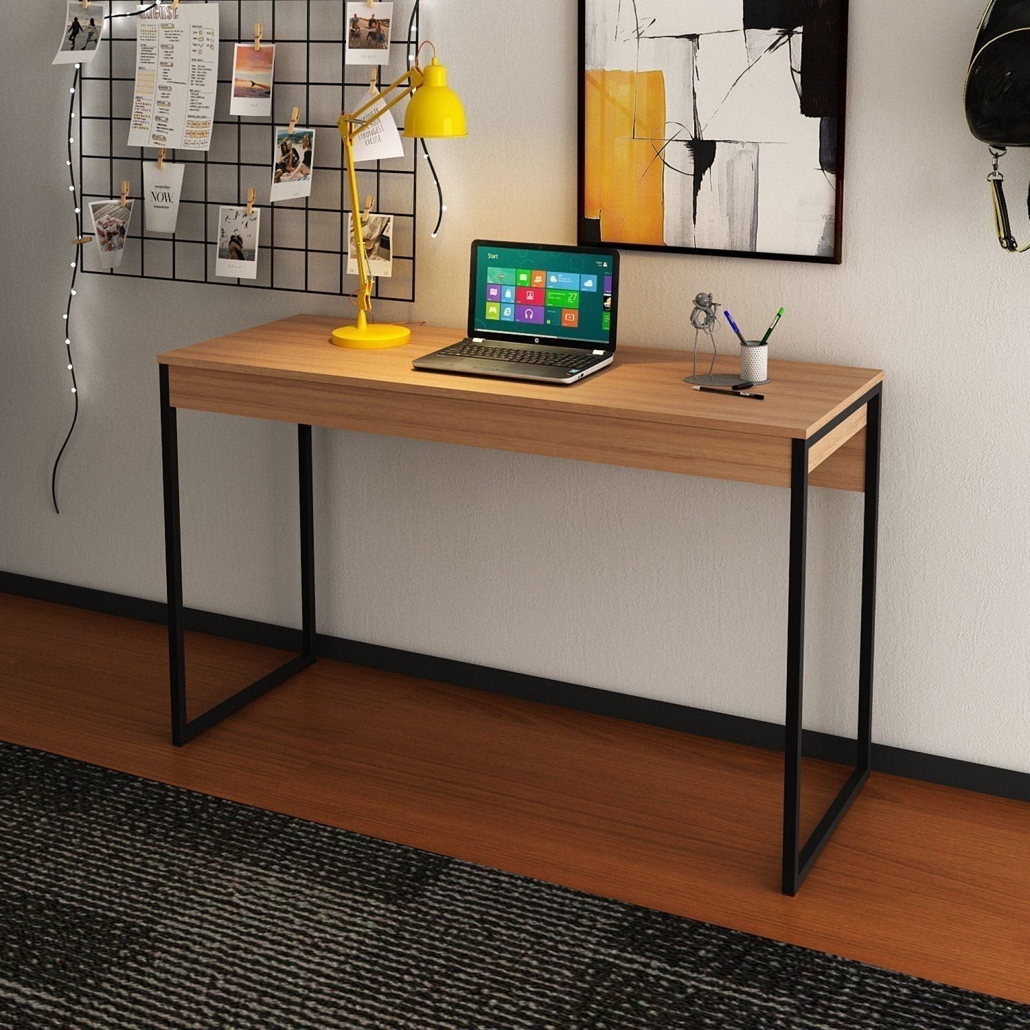 Mesa para Escritório 120cm Industrial ME4160 Amêndoa/Preto