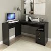 Escrivaninha Mesa Escritório 113x138,5cm em L com 2 Gavetas ME4129 Preto