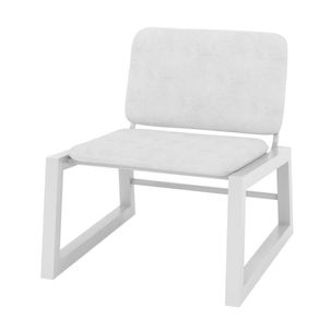 Poltrona em Aço Carbono Pintado, sem Braço, Assento e Encosto Estofado Revestido por PU Frame  Móveis Branco