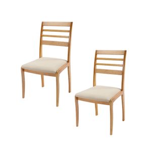 Kit 2 Cadeiras Estofada em Madeira Tauari - Amêndoa