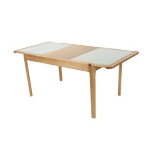 Mesa Extensível 140/190 cm com Vidro - Amêndoa