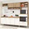 Cozinha Compacta Modulada com Tampo 8 Portas 1 Gaveta Inova Carvalho/Branco